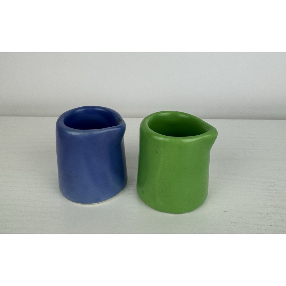 Restaurant Ware Shenango Rare Gala Blue & Green Individual Creamer Pitcher Retro - Picture 4 of 5